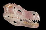 Carved Rose Quartz Dinosaur Skull - Roar! #227044-1